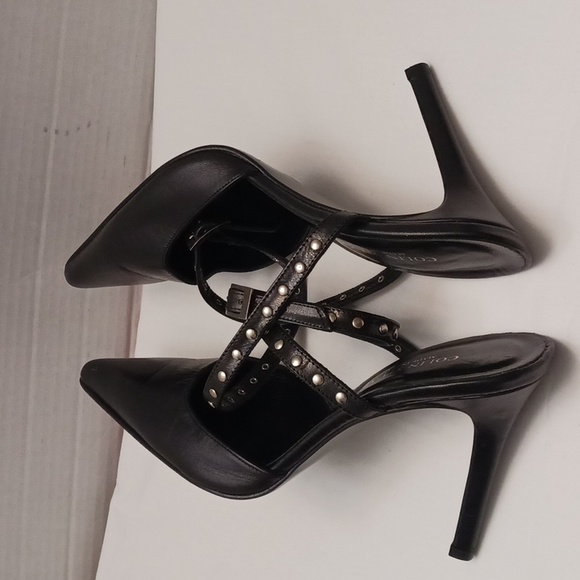 Colin Stuart size 7 1/2 B women's black ankle strap high heels shoe. - Picture 8 of 17